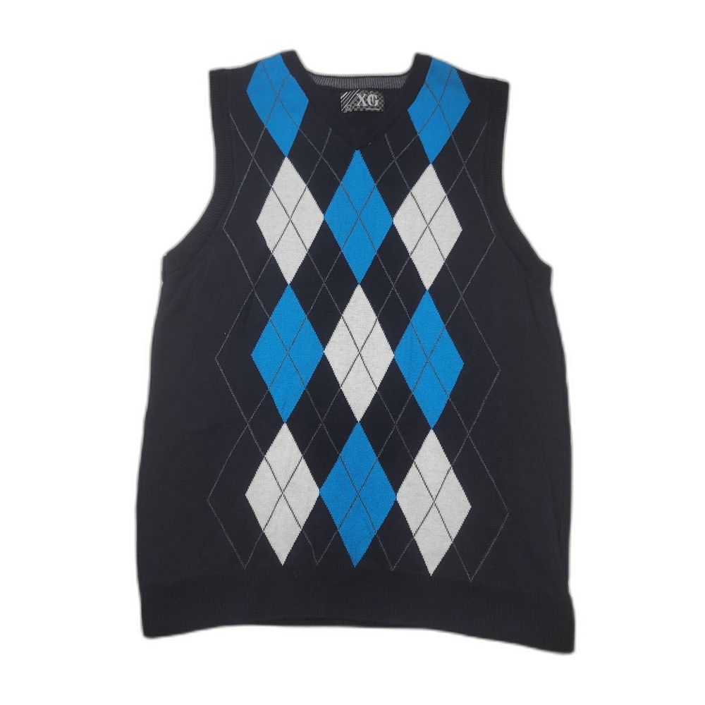 XG Argyle Pullover Sweater Vest Blue L (14/16)